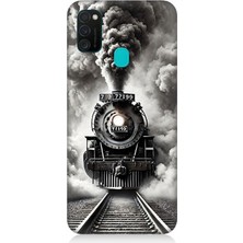 Samsung Galaxy M21 Uyumlu Buharlı Trenin Güç Yolu  Desenli Silikon Kılıf