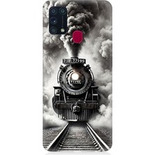 Samsung Galaxy M31 Uyumlu Buharlı Trenin Güç Yolu  Desenli Silikon Kılıf