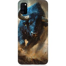 Samsung Galaxy M30S Uyumlu Renk Patlamasında Saldıran Boğa  Desenli Silikon Kılıf