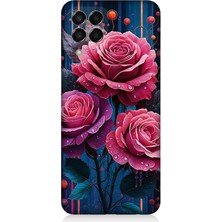 Samsung Galaxy M33 Uyumlu Gece Açan Pembe Güller  Desenli Silikon Kılıf