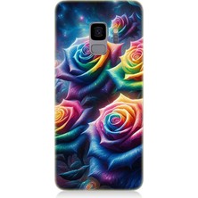 Samsung Galaxy S9 Uyumlu Gökkuşağı Güllerin Patlaması  Desenli Silikon Kılıf