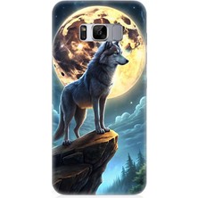Samsung Galaxy S8 Uyumlu Uçurum Başında Yalnız Kurt  Desenli Silikon Kılıf