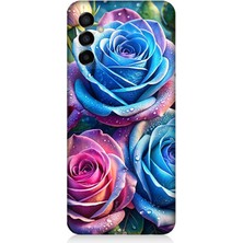 Samsung Galaxy M23 Uyumlu Gökkuşağı Renkli Güller  Desenli Silikon Kılıf