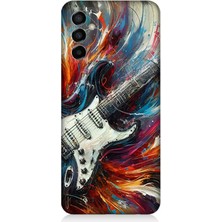Samsung Galaxy M23 Uyumlu Alevler Içinde Elektrik Gitar  Desenli Silikon Kılıf