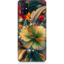 Samsung Galaxy M51 Uyumlu Çiçekler Arasında Yaşam  Desenli Silikon Kılıf