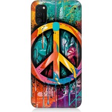 Samsung Galaxy M21 Uyumlu Renkli Barış Işareti  Desenli Silikon Kılıf