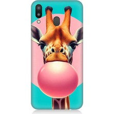 Samsung Galaxy M20 Uyumlu Balon Sakızlı Zürafa  Desenli Silikon Kılıf