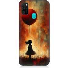 Samsung Galaxy M21 Uyumlu Balonlu Küçük Kız  Desenli Silikon Kılıf