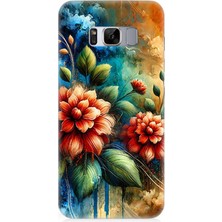 Samsung Galaxy S8 Uyumlu Kırmızı Çiçek ve Tomurcuklar  Desenli Silikon Kılıf
