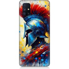 Samsung Galaxy M51 Uyumlu Kızıl Miğferli Savaşçı  Desenli Silikon Kılıf