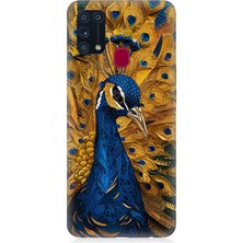 Samsung Galaxy M31 Uyumlu Tüylerinde Gurur Tavuskuşu  Desenli Silikon Kılıf
