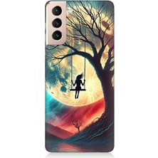 Samsung Galaxy S21 Plus Uyumlu Ay Altında Salıncak Sessizliği  Desenli Silikon Kılıf