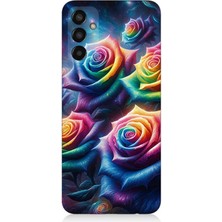 Samsung Galaxy M13 Uyumlu Gökkuşağı Güllerin Patlaması  Desenli Silikon Kılıf