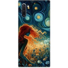 Samsung Galaxy Note 10 Uyumlu Yıldızlarla Uyuyan Kadın  Desenli Silikon Kılıf
