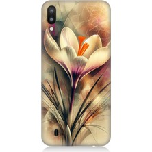 Samsung Galaxy M10 Uyumlu Soyut Çiçek Fırça Darbesi  Desenli Silikon Kılıf