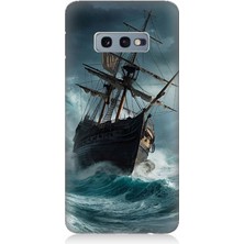 Samsung Galaxy S10E Uyumlu Fırtınada Eski Gemi  Desenli Silikon Kılıf