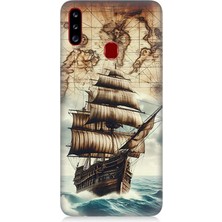 Samsung Galaxy A20S Uyumlu Haritada Yelkenli Macera  Desenli Silikon Kılıf