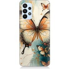 Samsung Galaxy A33 Uyumlu Zarif Kanatlı Beyaz Kelebek  Desenli Silikon Kılıf