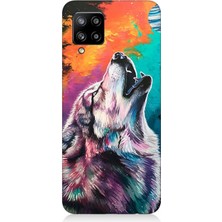 Samsung Galaxy A42 5g Uyumlu Soyut Arka Planda Uluma  Desenli Silikon Kılıf