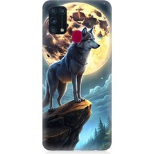 Samsung Galaxy M31 Uyumlu Uçurum Başında Yalnız Kurt  Desenli Silikon Kılıf