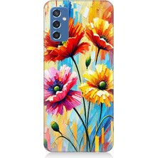 Samsung Galaxy M52 Uyumlu Bahar Esintisinde Renkli Papatyalar  Desenli Silikon Kılıf