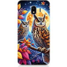 Samsung Galaxy J4 Duo Uyumlu Dallarda Bilge Baykuşlar  Desenli Silikon Kılıf