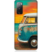 Samsung Galaxy S20 Fe Uyumlu Sahilde Mavi Karavan  Desenli Silikon Kılıf