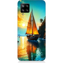 Samsung Galaxy A42 5g Uyumlu Gün Batımında Yelkenli Tekne  Desenli Silikon Kılıf