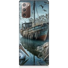 Samsung Galaxy Note 20 Uyumlu Ay Işığında Eski Gemi  Desenli Silikon Kılıf