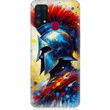 Samsung Galaxy M31 Uyumlu Kızıl Miğferli Savaşçı  Desenli Silikon Kılıf
