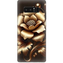 Samsung Galaxy Note 8 Uyumlu Altın Işıklı Zarif Çiçek  Desenli Silikon Kılıf