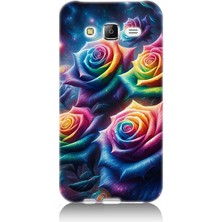 Samsung Galaxy J5 Uyumlu Gökkuşağı Güllerin Patlaması  Desenli Silikon Kılıf