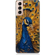 Samsung Galaxy S21 Uyumlu Tüylerinde Gurur Tavuskuşu  Desenli Silikon Kılıf