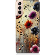 Samsung Galaxy S21 Plus Uyumlu Rüzgarda Yalnız Çiçekler  Desenli Silikon Kılıf