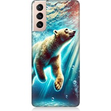 Samsung Galaxy S21 Plus Uyumlu Suda Dans Eden Ayı  Desenli Silikon Kılıf