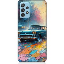 Samsung Galaxy A52 Uyumlu Renkli Yol Üzerinde Araba  Desenli Silikon Kılıf