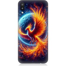 Samsung Galaxy M10 Uyumlu Alevlerin Içinde Dönüşüm Anka Kuşu  Desenli Silikon Kılıf