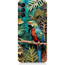 Samsung Galaxy M14 Uyumlu Ormanda Tropik Papağan  Desenli Silikon Kılıf