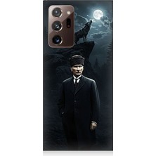 Samsung Galaxy Note 20 Ultra Uyumlu Kurt ve Mustafa Kemal Atatürk  Desenli Silikon Kılıf