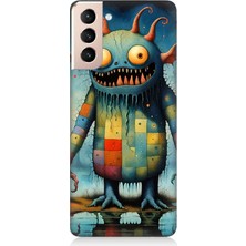Samsung Galaxy S21 Plus Uyumlu Tuhaf Canavar Gülümsemesi  Desenli Silikon Kılıf