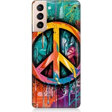 Samsung Galaxy S21 Plus Uyumlu Renkli Barış Işareti  Desenli Silikon Kılıf