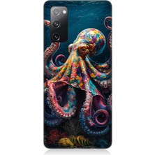 Samsung Galaxy S20 Fe Uyumlu Derinliklerde Sekiz Kol Ahtapot  Desenli Silikon Kılıf