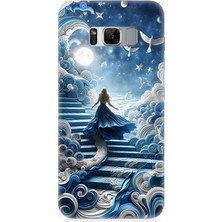 Samsung Galaxy S8 Plus  Uyumlu Gökyüzü Merdiveni Kadın  Desenli Silikon Kılıf