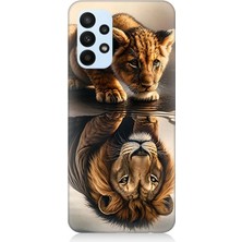 Samsung Galaxy A53 Uyumlu Aslana Bakan Yavru  Desenli Silikon Kılıf