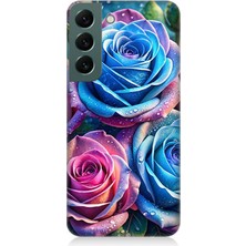 Samsung Galaxy S22 Uyumlu Gökkuşağı Renkli Güller  Desenli Silikon Kılıf