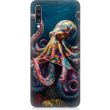 Samsung Galaxy A70 Uyumlu Derinliklerde Sekiz Kol Ahtapot  Desenli Silikon Kılıf