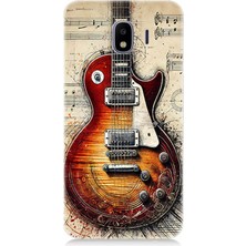 Samsung Galaxy J4 Duo Uyumlu Nostaljik Gitar ve Nota  Desenli Silikon Kılıf