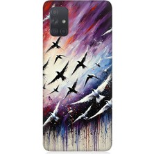 Samsung Galaxy A71 Uyumlu Renk Yağmurunda Kuşlar Uçuşu  Desenli Silikon Kılıf