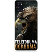 Samsung Galaxy A31 Uyumlu Bakışlarda Kartalın Sertliği  Desenli Silikon Kılıf