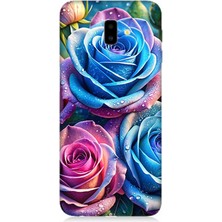 Samsung Galaxy J6 Plus Uyumlu Gökkuşağı Renkli Güller  Desenli Silikon Kılıf